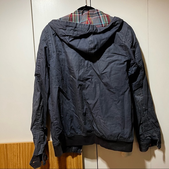 blue plaid red jacket hoodie men’s thrifted - Picture 3 of 3